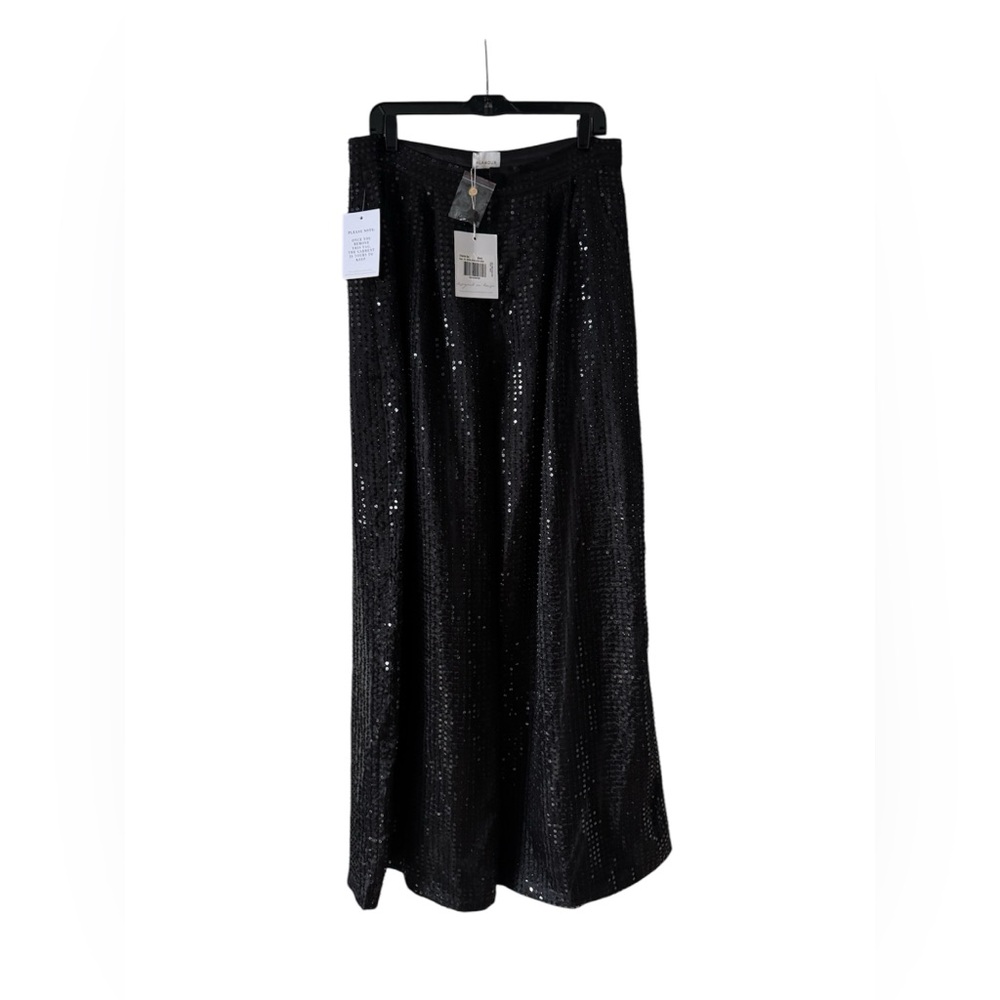 XL Glamour Black Sequin Maxi wide leg pants for Cocktail Nights